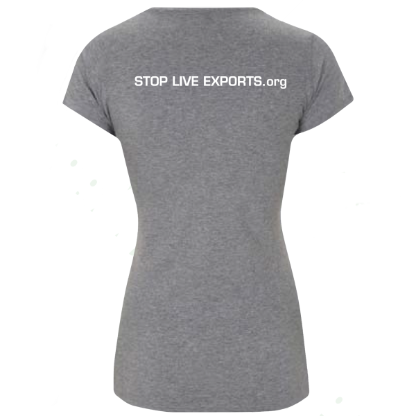 Merle Grey Women's Slim Fit Stop Live Exports T shirt back